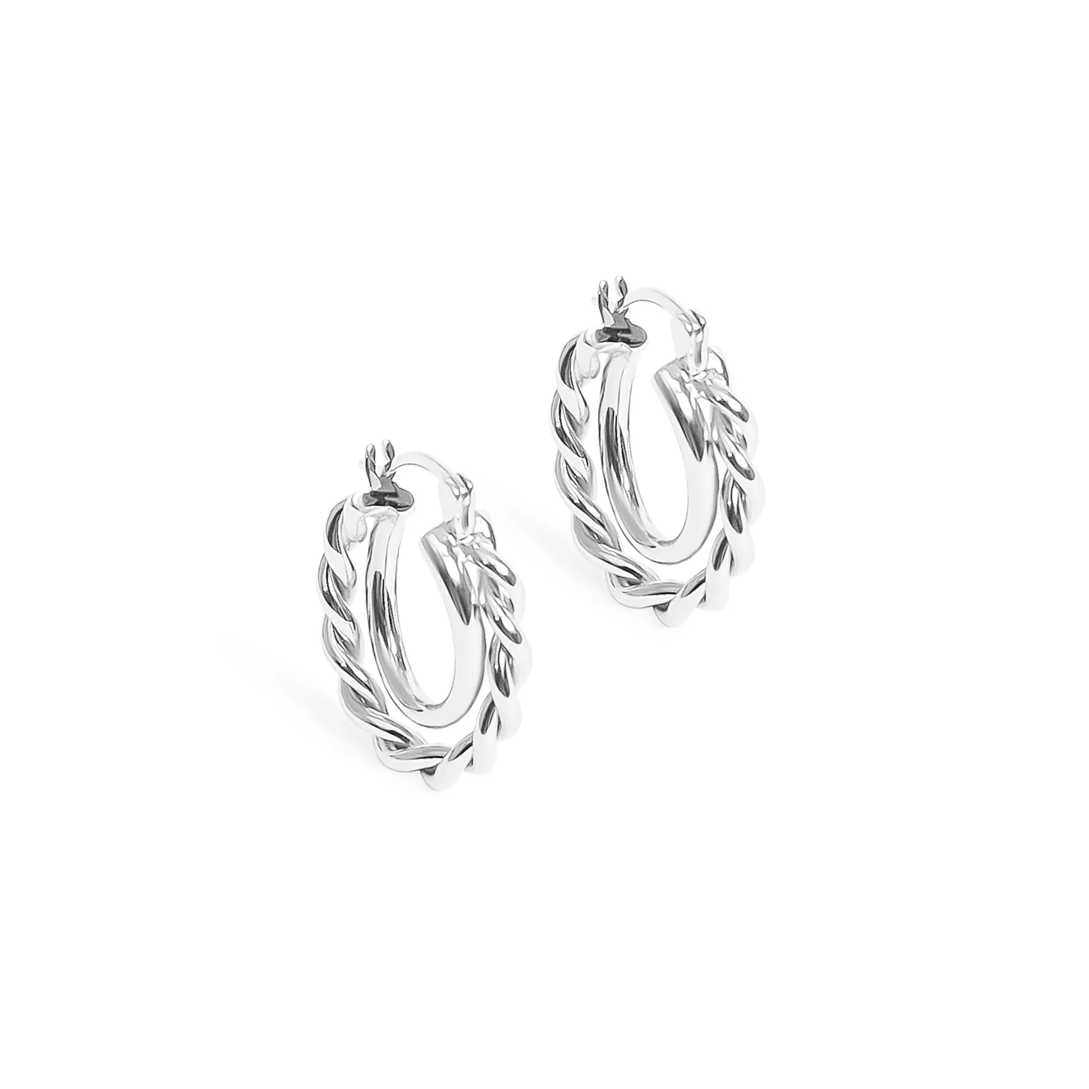 Petite Interlocking Twist Hoop Earrings
