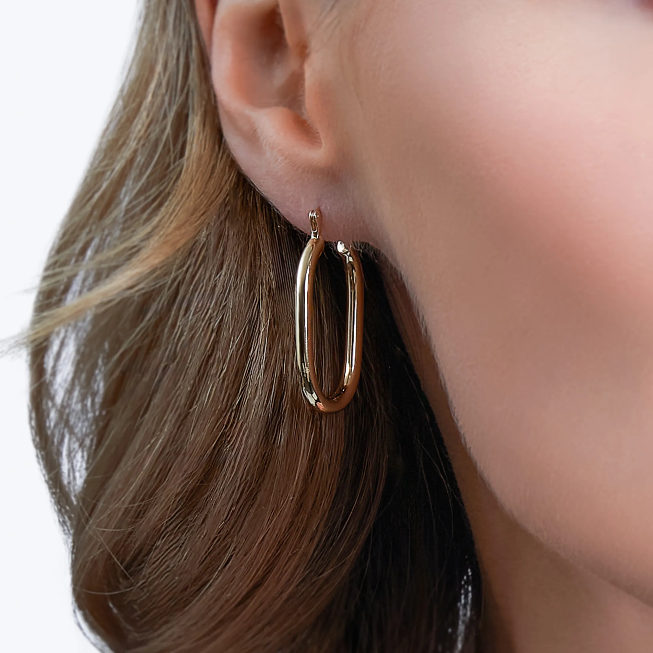 Classic Rectangular Hoop Earrings - alternate view
