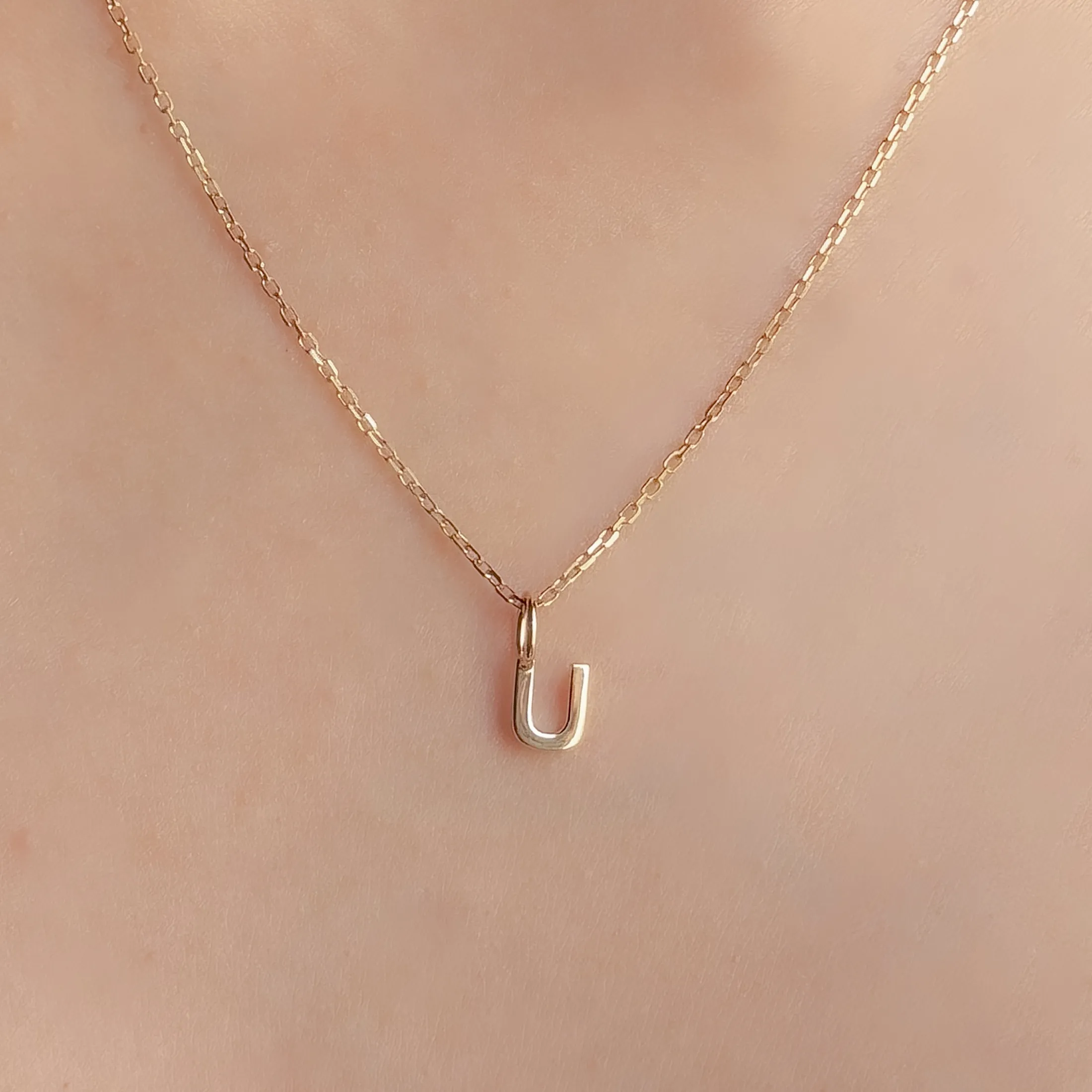 Personalized Letter U Pendant - alternate view