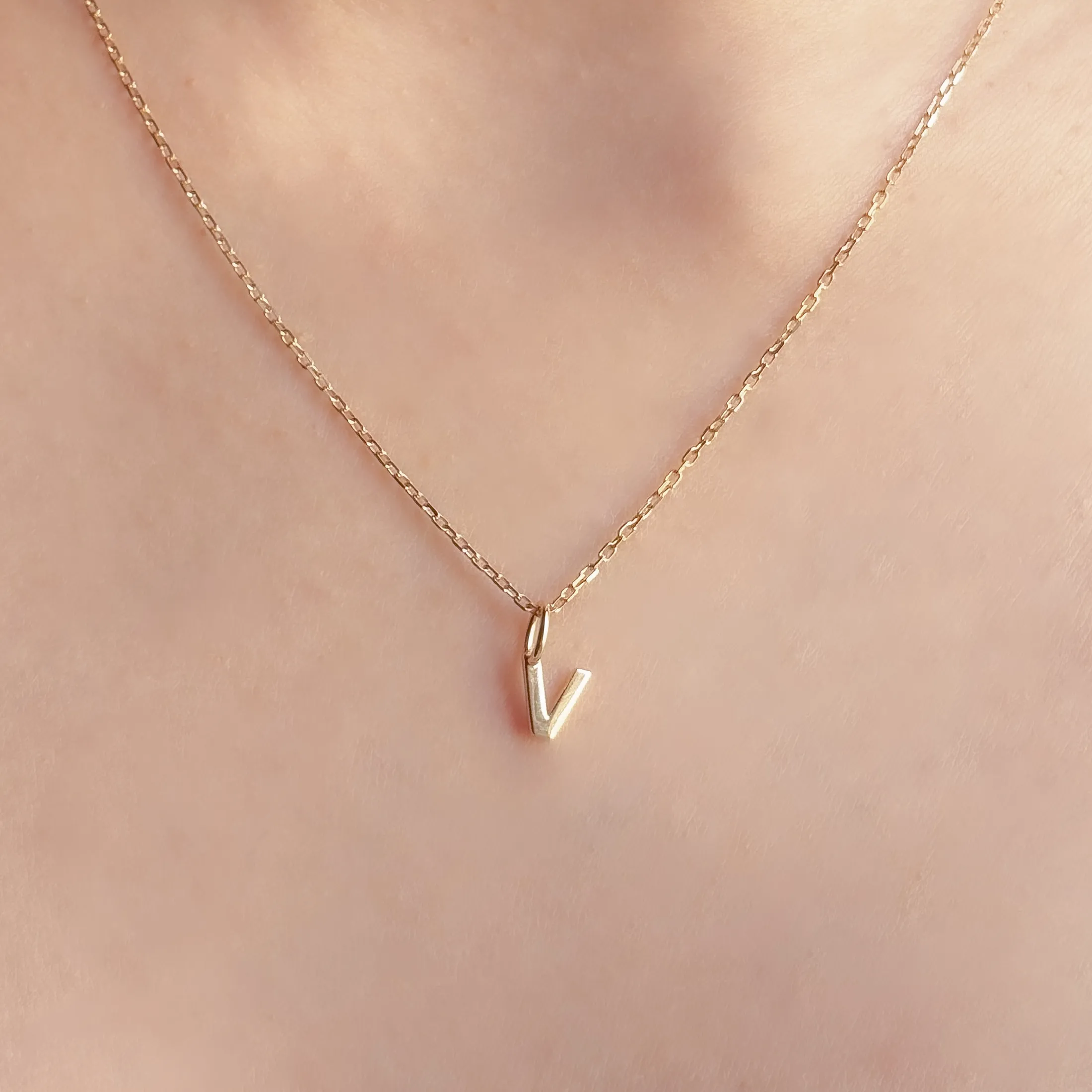 Personalized Letter V Pendant - alternate view