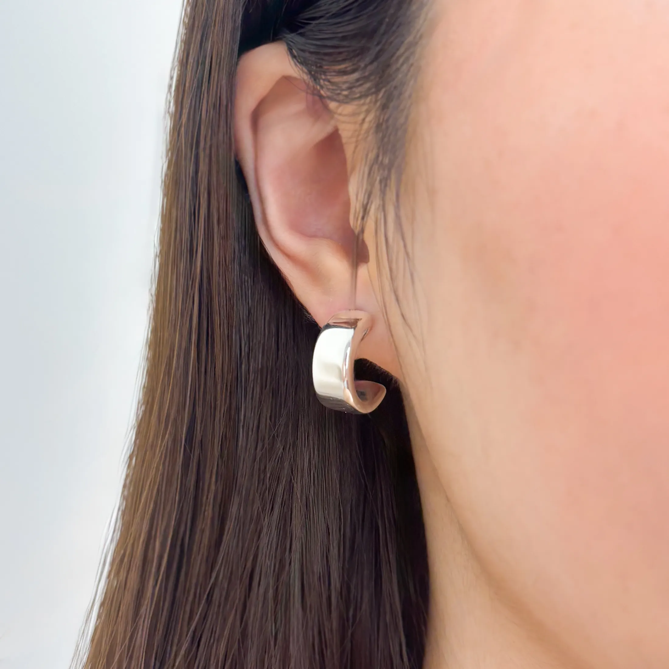 Flat Edge Hoop Earrings - alternate view