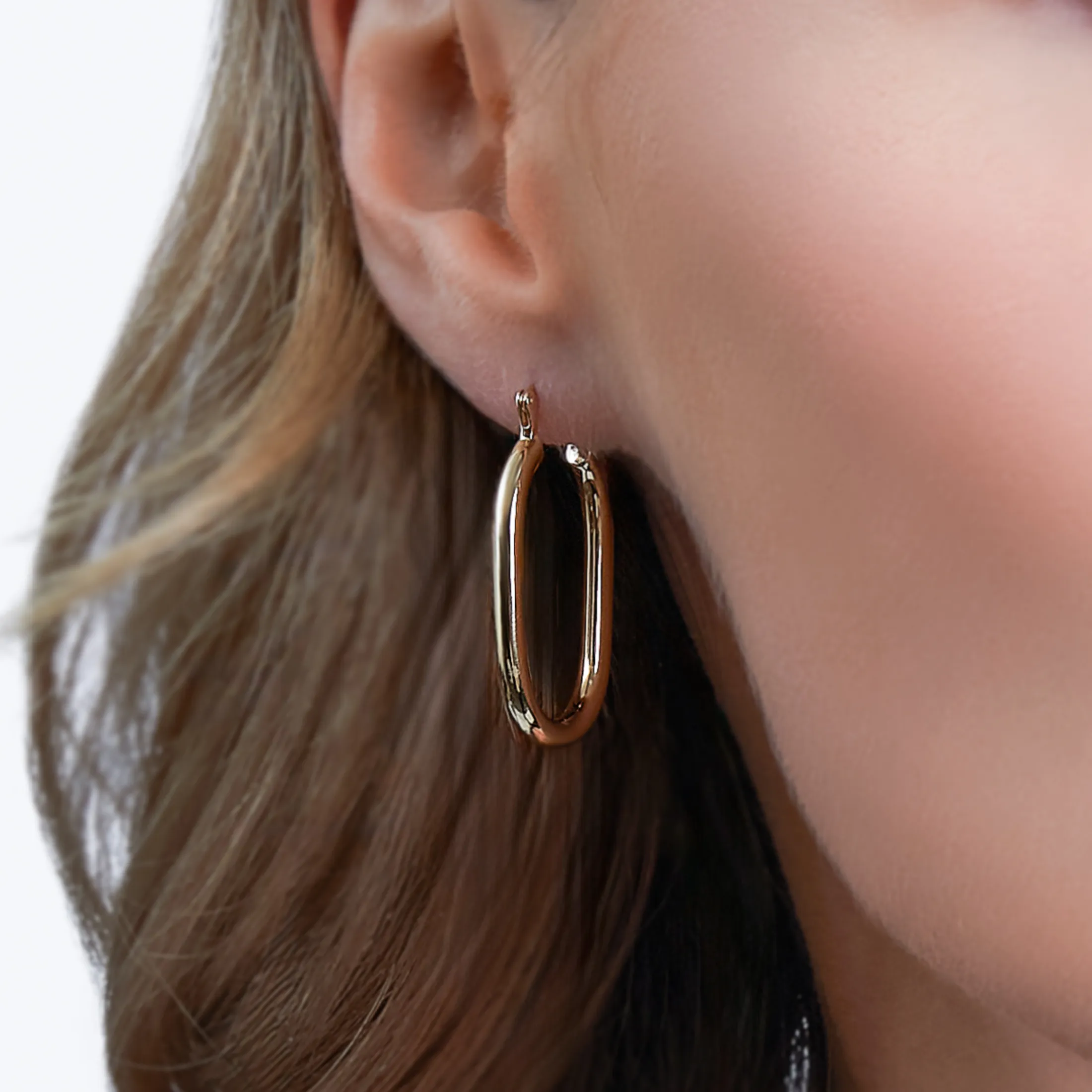Classic Rectangular Hoop Earrings - alternate view