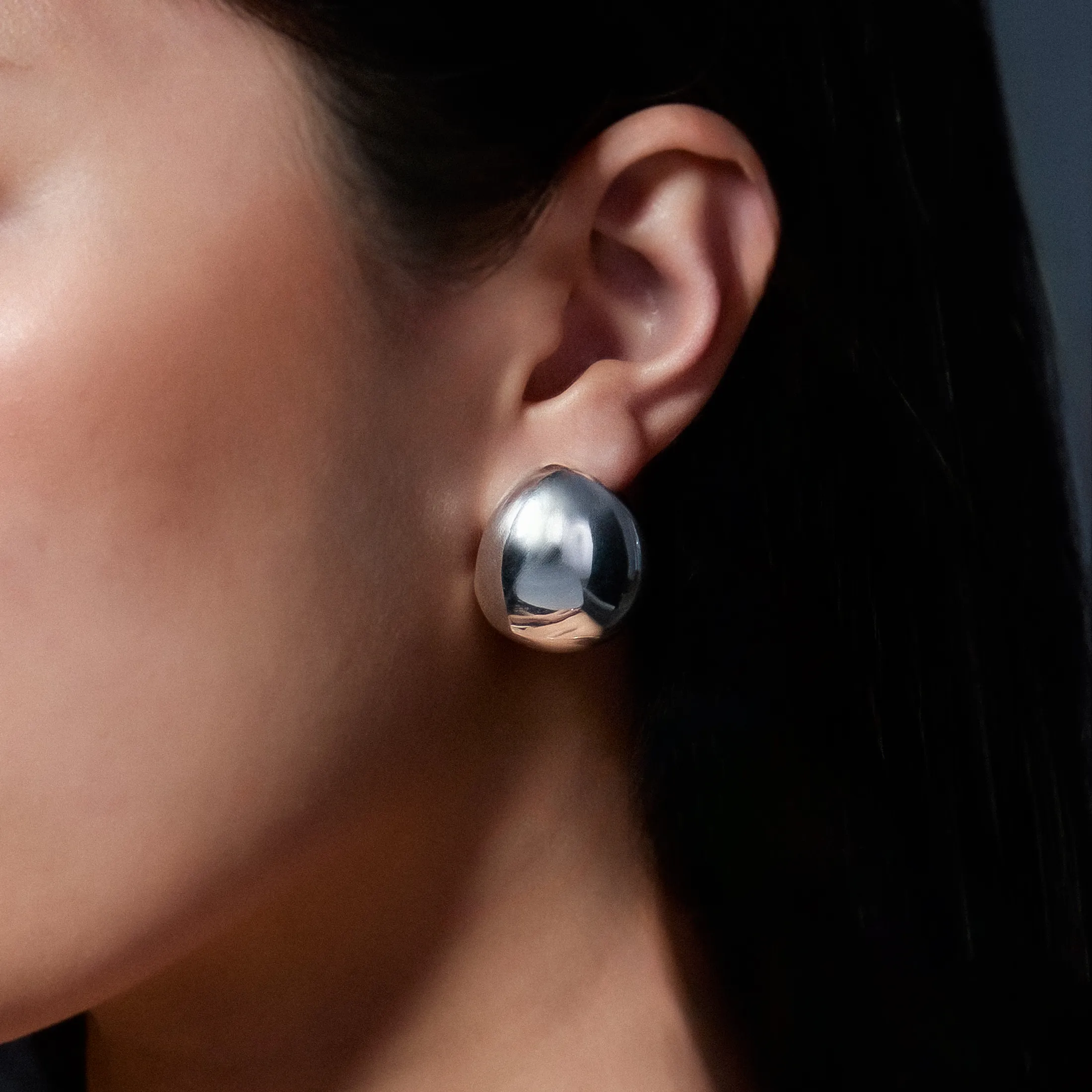 Sculpted Egg Stud Earrings - alternate view