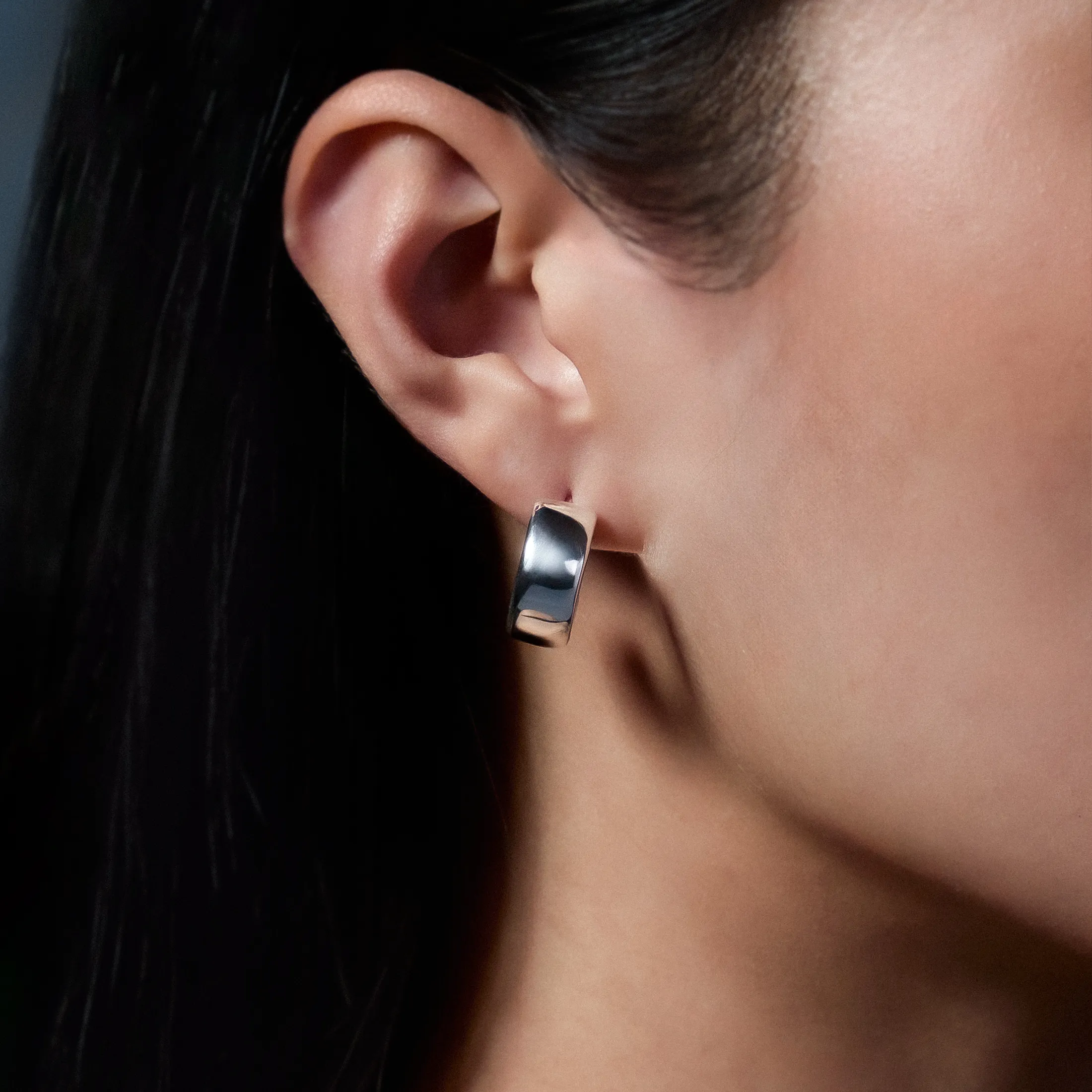 Flat Edge Hoop Earrings - alternate view