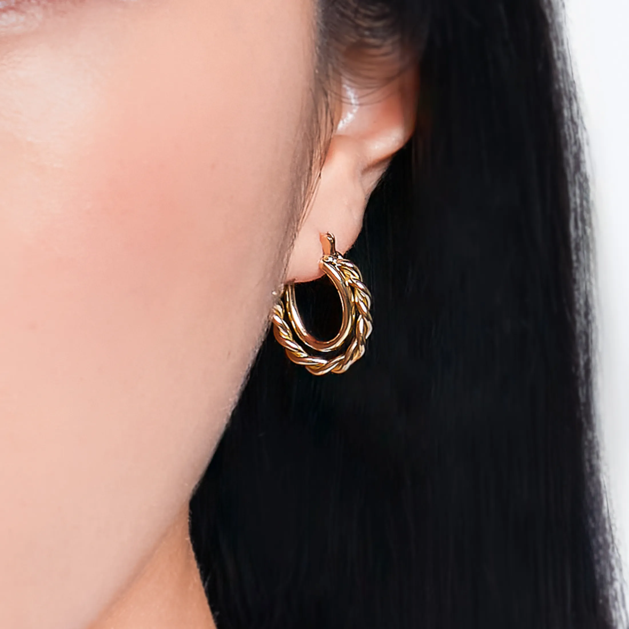Petite Interlocking Twist Hoop Earrings - alternate view